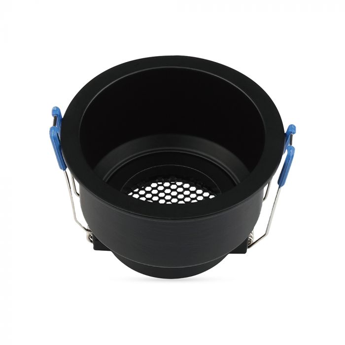 GU10 Aluminium round luminaire with deep anti-glare grille, black housing, V-TAC, IP20