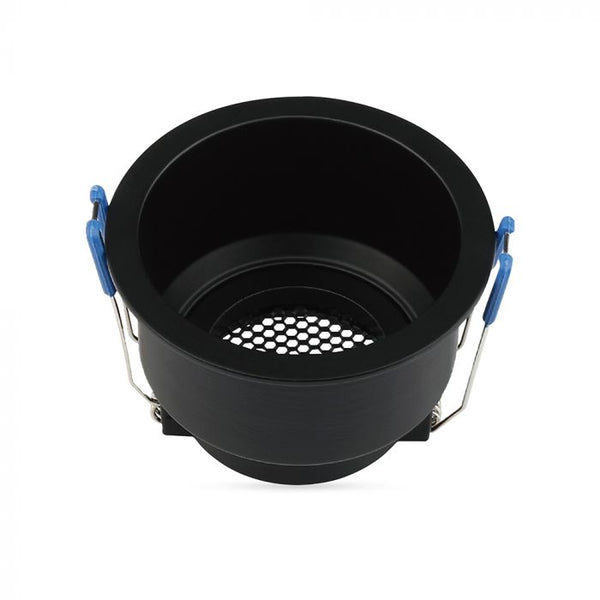 GU10 Aluminium round luminaire with deep anti-glare grille, black housing, V-TAC, IP20