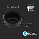 GU10 Aluminium round luminaire with deep anti-glare grille, black housing, V-TAC, IP20