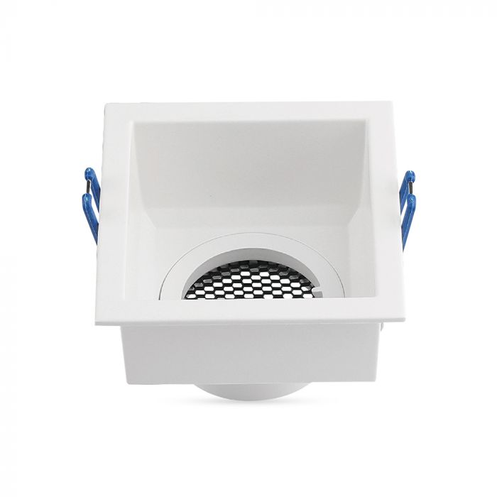 GU10 aluminium square luminaire with deep anti-glare grille, white housing, V-TAC, IP20