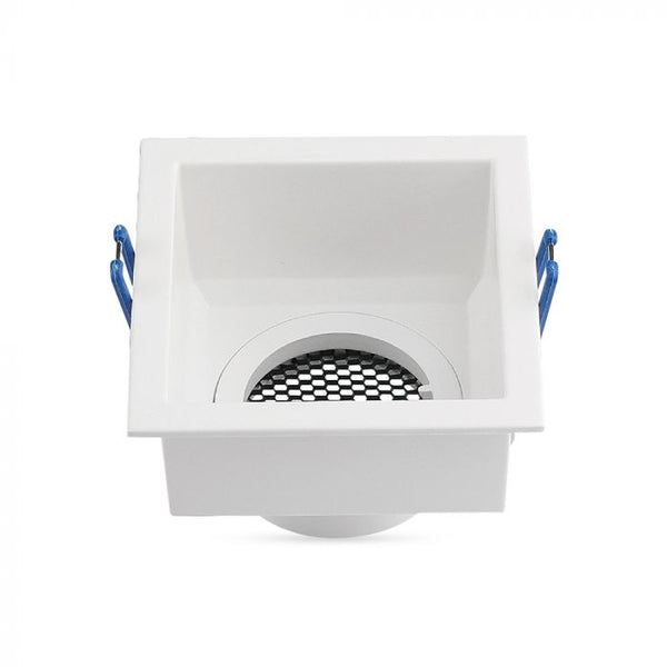 GU10 aluminium square luminaire with deep anti-glare grille, white housing, V-TAC, IP20