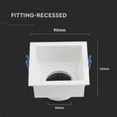 GU10 aluminium square luminaire with deep anti-glare grille, white housing, V-TAC, IP20