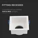 GU10 aluminium square luminaire with deep anti-glare grille, white housing, V-TAC, IP20