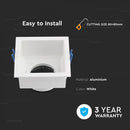 GU10 aluminium square luminaire with deep anti-glare grille, white housing, V-TAC, IP20