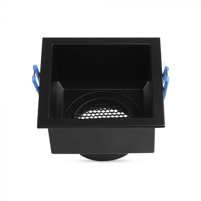 GU10 aluminium square luminaire with deep anti-glare grille, black housing, V-TAC, IP20