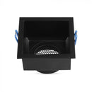 GU10 aluminium square luminaire with deep anti-glare grille, black housing, V-TAC, IP20