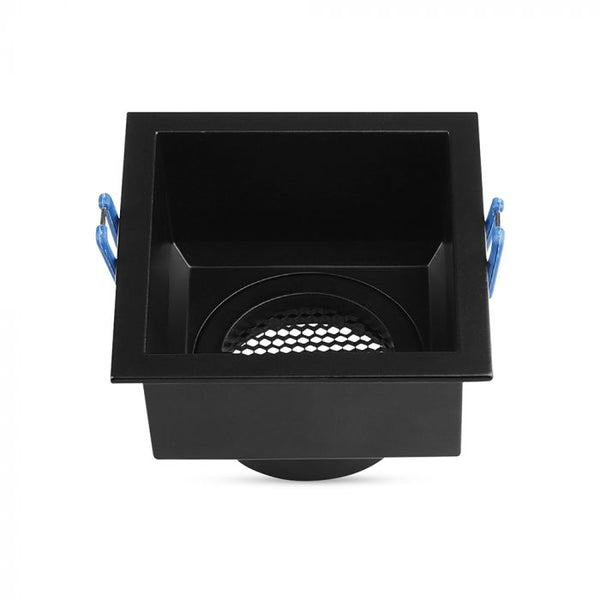 GU10 aluminium square luminaire with deep anti-glare grille, black housing, V-TAC, IP20