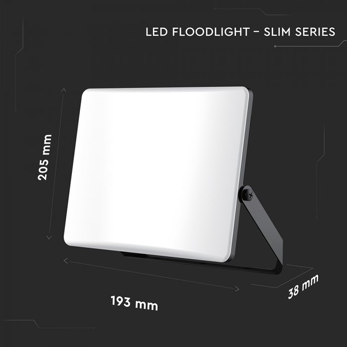 100W(8150Lm) LED prožektors, V-TAC, IP65, melns, 3IN1