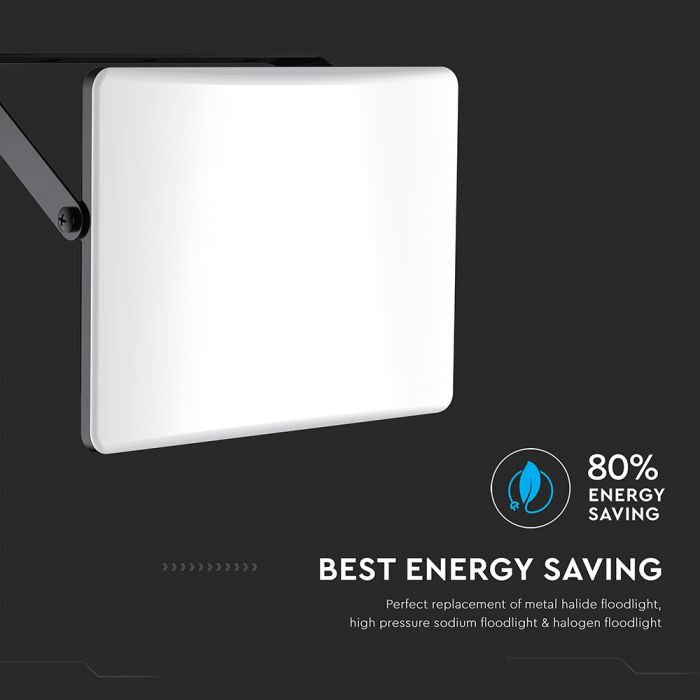100W(8150Lm) LED prožektors, V-TAC, IP65, melns, 3IN1