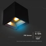 9W(800Lm) LED solārais fasādes gaismeklis, V-TAC, IP65, melns, 3IN1