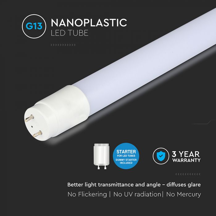 T8 24W(3000Lm) 150 cm LED V-TAC spuldze, garantija 3 gadi, G13, IP20, auksti balta gaisma 6500K