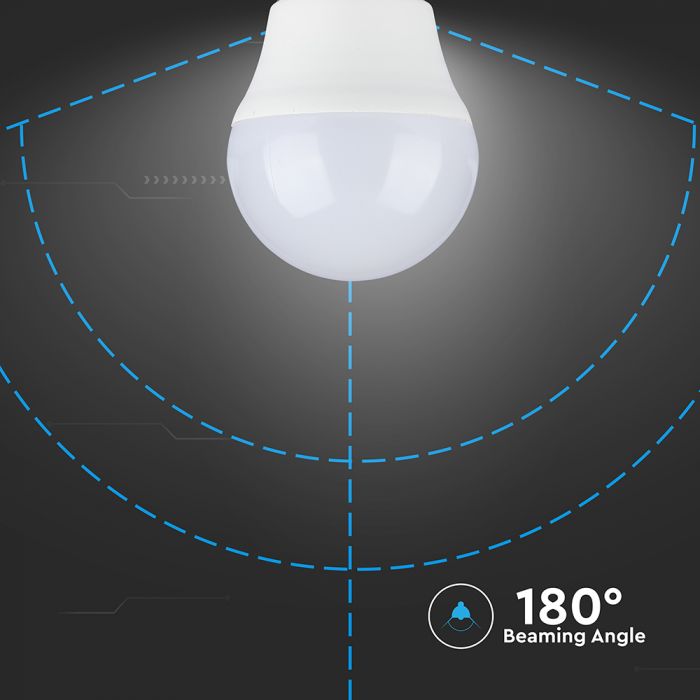 E27 6.5W(600Lm) LED Spuldze, V-TAC, G45, IP20, silti balta gaisma 3000K