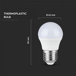 E27 6.5W(600Lm) LED Spuldze, G45, V-TAC, IP20, neitrāli balta gaisma 4000K