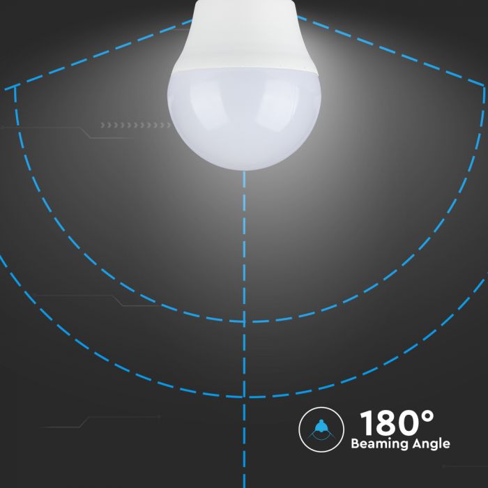 E27 6.5W(600Lm) LED Spuldze, G45, V-TAC, IP20, neitrāli balta gaisma 4000K