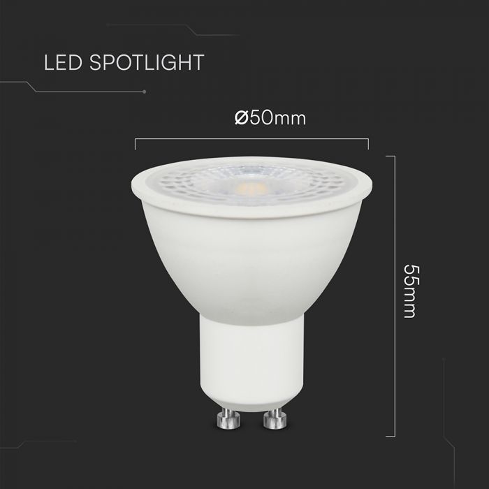 GU10 7.5W(610Lm) LED Spuldze, V-TAC, IP20, auksti balta gaisma 6500K