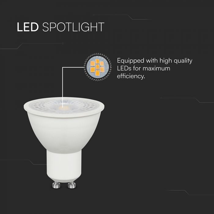 GU10 7.5W(610Lm) LED Spuldze, V-TAC, IP20, auksti balta gaisma 6500K