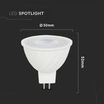 GU5.3 MR16 6W(455Lm) LED spuldze, 12V, 110°, V-TAC, IP20, silti balta gaisma 3000K