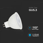 GU5.3 MR16 6W(455Lm) LED spuldze, 12V, 110°, V-TAC, IP20, silti balta gaisma 3000K
