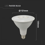 E27 12.8W(930Lm) LED Spuldze, PAR38, V-TAC, IP20, silti balta gaisma 3000K