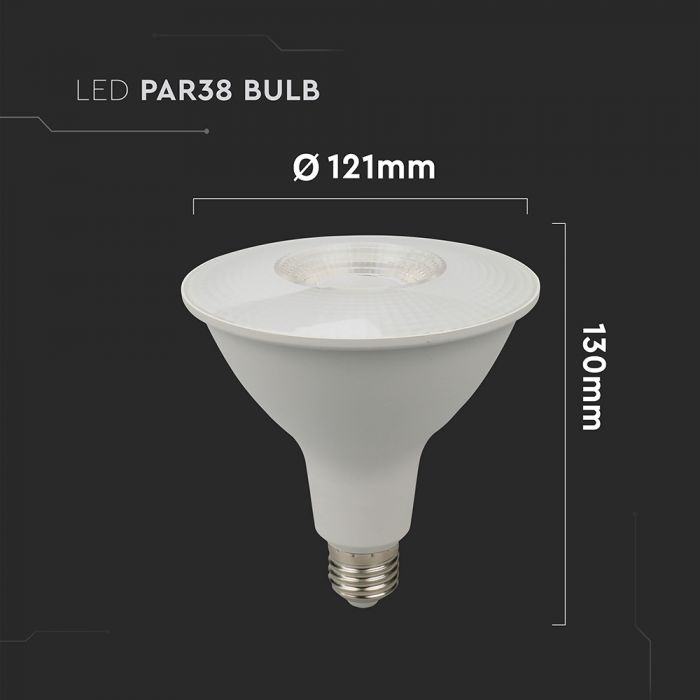 E27 12.8W(930Lm) LED Spuldze, PAR38, V-TAC, IP20, silti balta gaisma 3000K