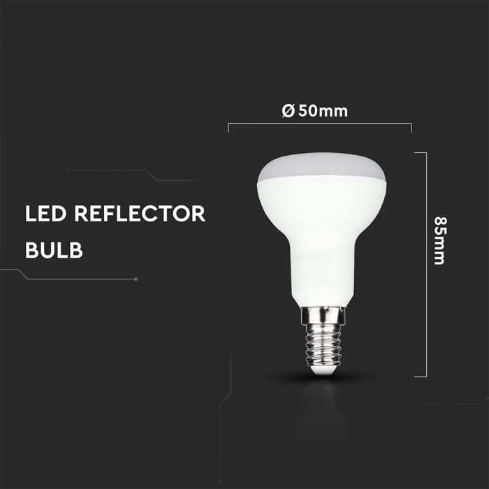 E14 4.8W(470Lm) LED Spuldze, R50, V-TAC, IP20, neitrāli balta gaisma 4000K