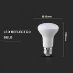 E27 8.5W(806Lm) LED Spuldze, R63, V-TAC, IP20, auksti balta gaisma 6500K