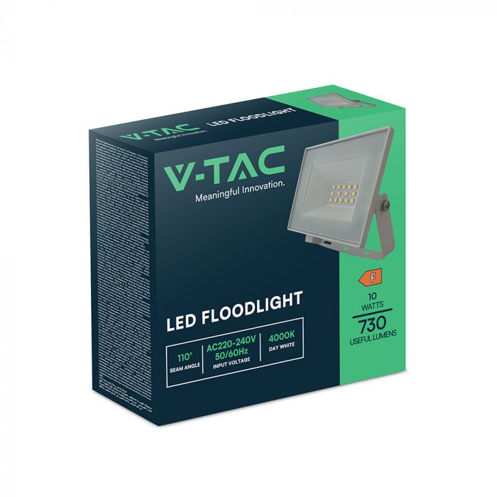 10W(850Lm) LED prožekors bez kustību sensora, V-TAC, IP65, balts, auksti balta gaisma 6500K