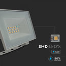 10W(850Lm) LED prožekors bez kustību sensora, V-TAC, IP65, balts, auksti balta gaisma 6500K