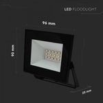 10W(850Lm) LED prožektors bez kustību sensora, V-TAC, IP65, melns, auksti balta gaisma 6500K