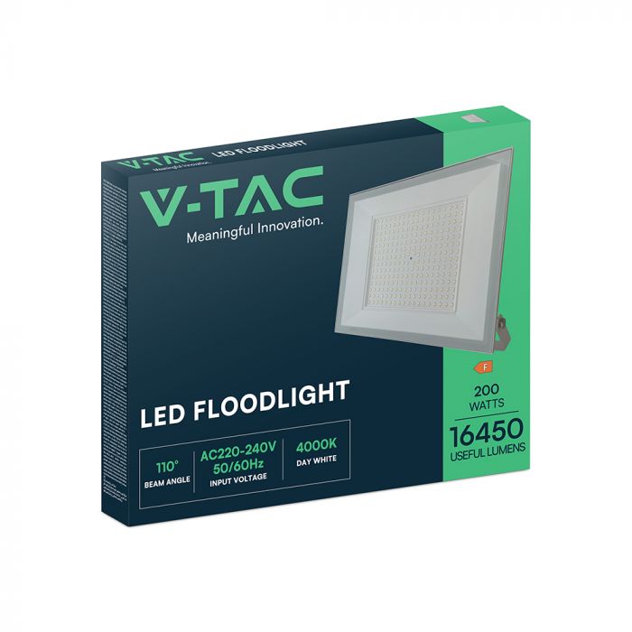 200W(19200Lm) LED prožektors, V-TAC, IP65, balts, neitrāli balta gaisma 4000K