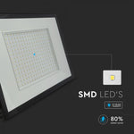 200W(19200Lm) LED prožektors, V-TAC, IP65, melns, neitrāli balta gaisma 4000K