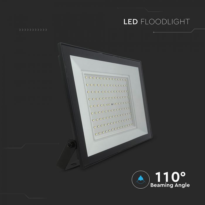 100W(8150Lm) LED prožektors, V-TAC, IP65, melns, neitrāli balta gaisma 4000K