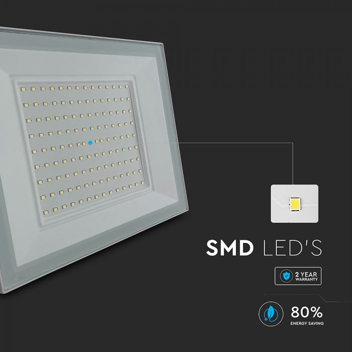 100W (9,500 lm) LED floodlight without motion sensor, V-TAC, IP65, white, cool white light 6,500 K