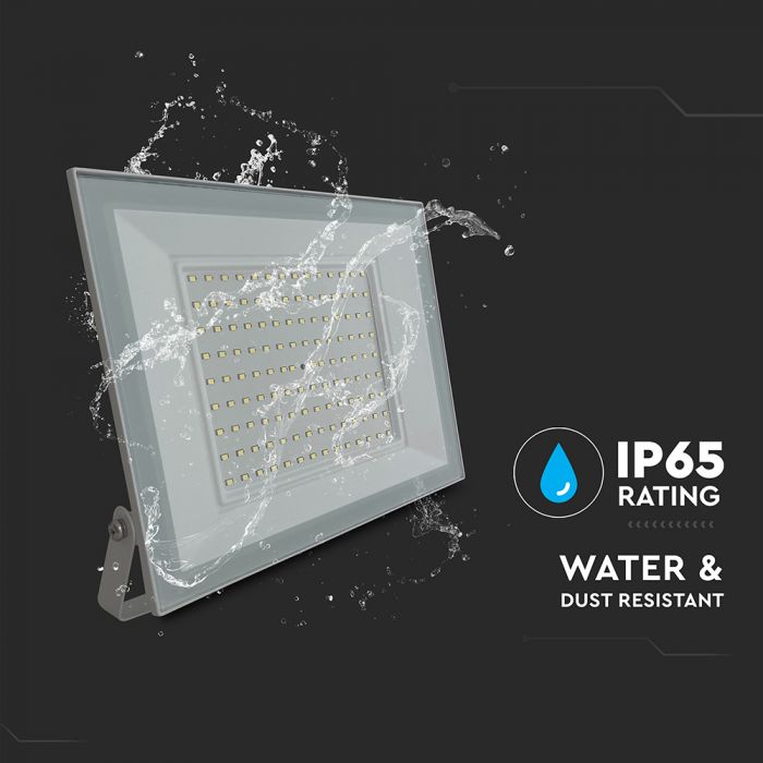 100W (9,500 lm) LED floodlight without motion sensor, V-TAC, IP65, white, cool white light 6,500 K