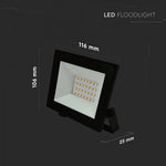 20W(1760Lm) LED prožektors bez kustību sensora, V-AC, IP65, melns, neitrāli balta gaisma 4000K