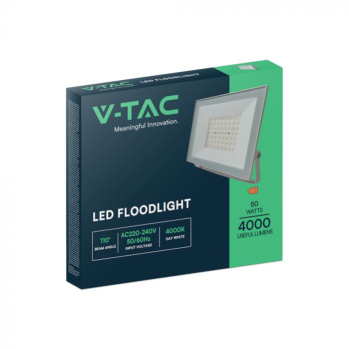 50W(4700Lm) LED prožektrors bez kustību sensora, V-TAC, IP65, balts, neitrāli valra gaisma 4000K