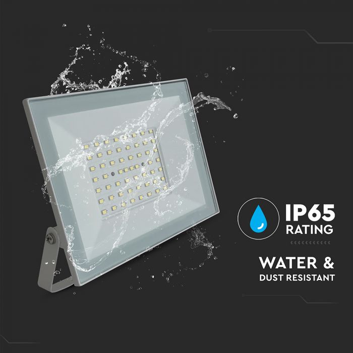 50W(4700Lm) LED prožektrors bez kustību sensora, V-TAC, IP65, balts, neitrāli valra gaisma 4000K