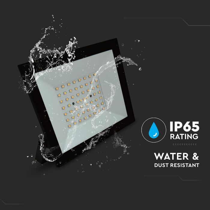 50W(4700Lm) LED prožektors bez kustību sensora, V-TAC, IP65, neitrāli balta gaisma 4000K