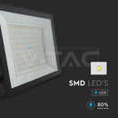 100W(9500Lm) LED prožektors bez kustību sensora, V-TAC, IP65, melns, silti balta gaisma 3000K