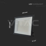 100W(9500Lm) LED prožektors bez kustību sensora, V-TAC, IP65, melns, silti balta gaisma 3000K