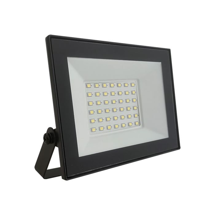 30W(2550Lm) LED prožektors bez kustību sensora, V-TAC, IP65, melns, auksti balta gaisma 6500K