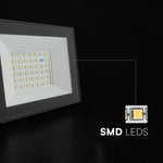 30W(2550Lm) LED prožektors bez kustību sensora, V-TAC, IP65, melns, auksti balta gaisma 6500K