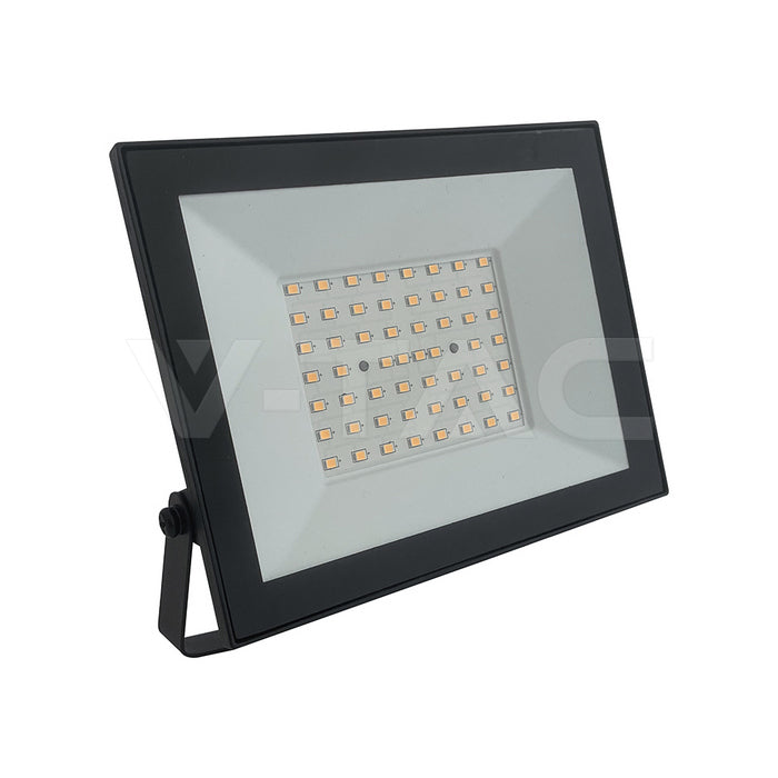 50W(4500Lm) LED prožektors bez kustību sensora, V-TAC, IP65, melns, silti balta gaisma 3000K