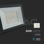 50W(4500Lm) LED prožektors bez kustību sensora, V-TAC, IP65, melns, silti balta gaisma 3000K