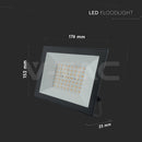 50W(4500Lm) LED prožektors bez kustību sensora, V-TAC, IP65, melns, silti balta gaisma 3000K