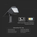 1.3W(100Lm) LED solārais dārza gaismeklis, V-TAC, IP65, melns, 2IN1