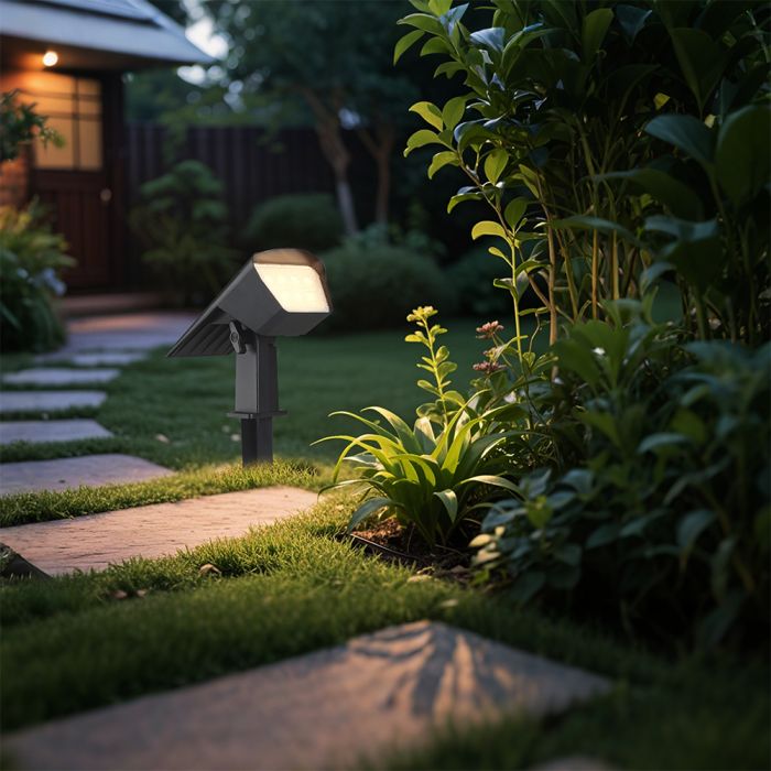 1.3W(100Lm) LED solārais dārza gaismeklis, V-TAC, IP65, melns, 2IN1