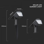 1.3W(100Lm) LED solārais dārza gaismeklis, V-TAC, IP65, melns, 2IN1