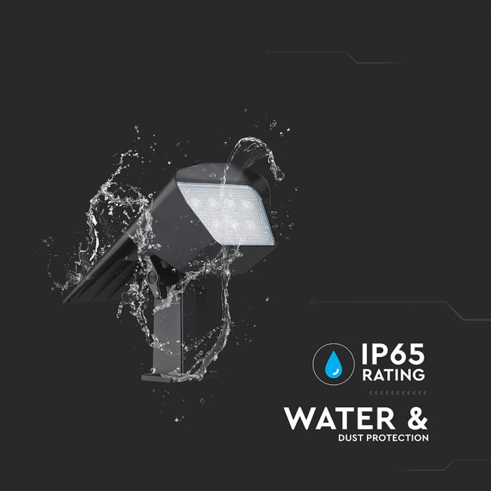 1.3W(100Lm) LED solārais dārza gaismeklis, V-TAC, IP65, melns, 2IN1