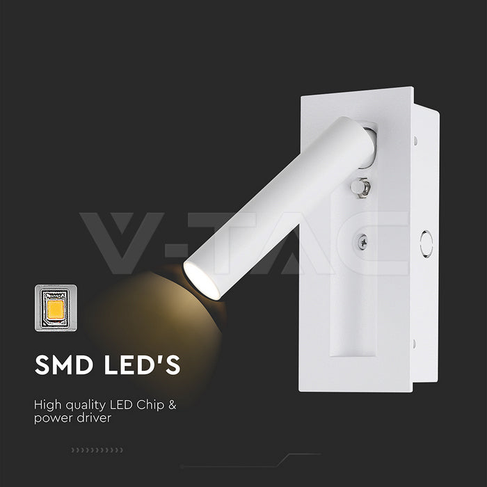 2W(76Lm) LED nakts gaismeklis, V-TAC, IP20, silti balta gaisma 3000K
